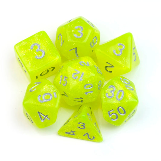 Solar Yellow Glitter Yellow – 7 Pack RPG Dice