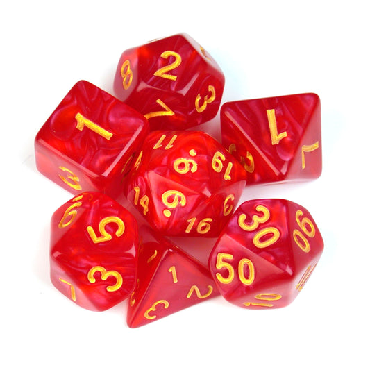 Marble Crimson Red – 7 Pack RPG Dice