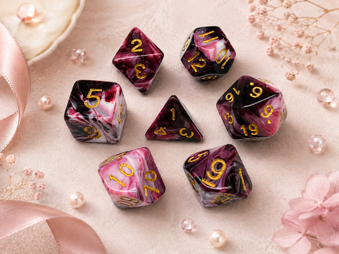 Bloodmoon Red & White Dyed – 7 Pack RPG Dice