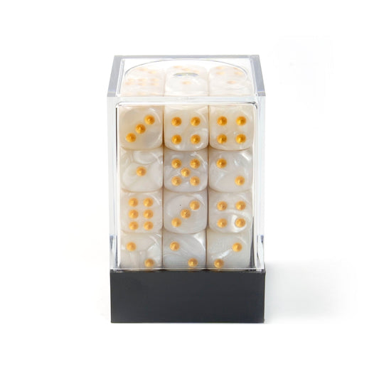 Pearl White - 12mm Marble D6 Dice – 36 Pack