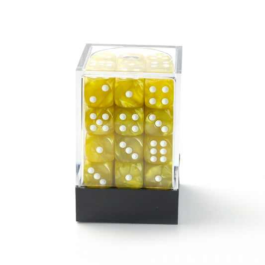 Pearl Yellow - 12mm Marble D6 Dice – 36 Pack