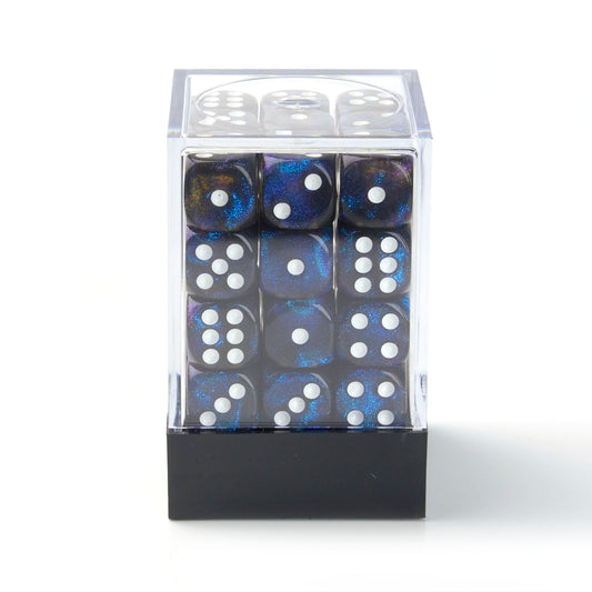 Galaxy Black and Blue - 12mm Marble D6 Dice – 36 Pack
