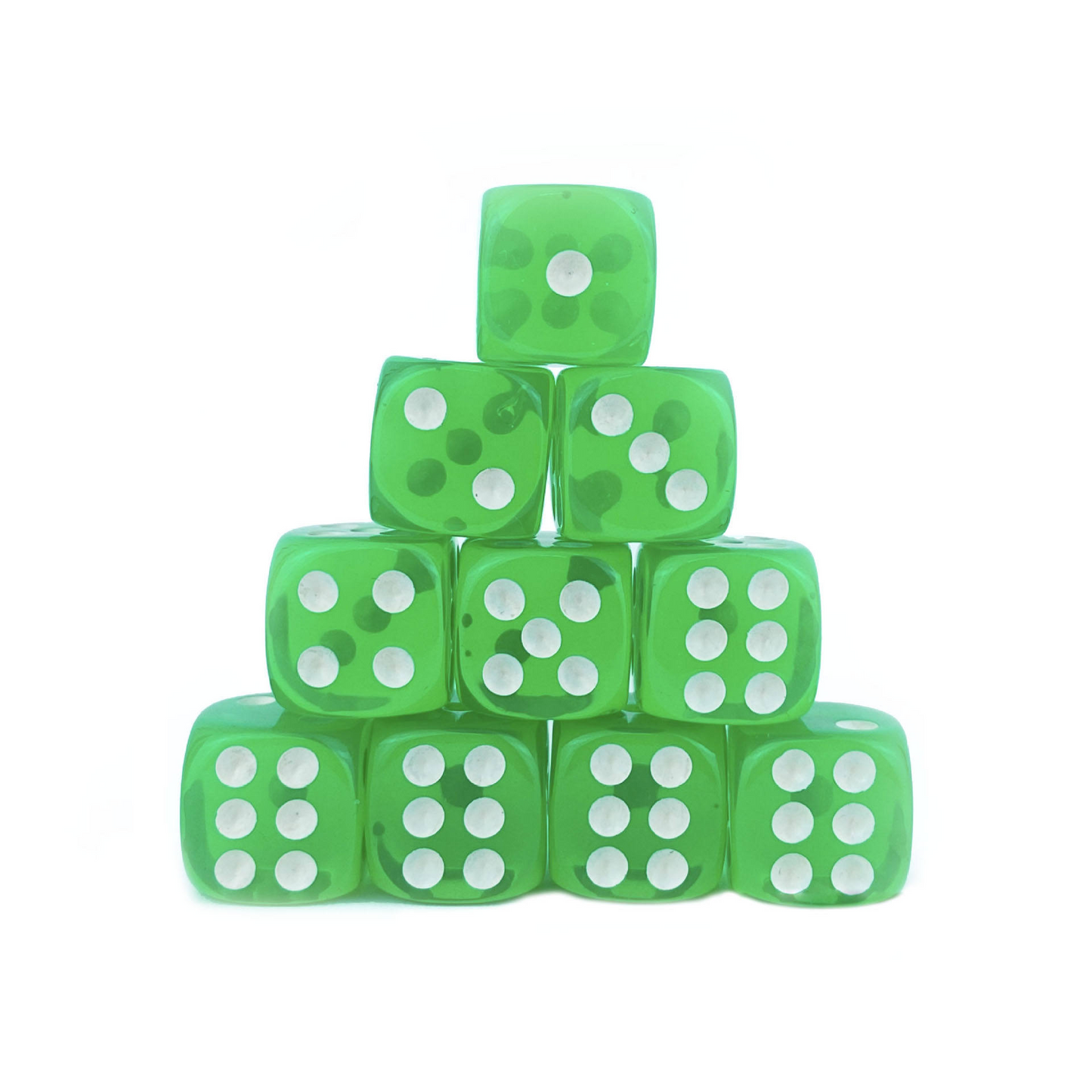 Transparent Green - 12mm D6 Dice – 36 Pack
