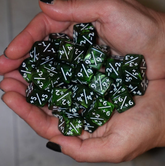 Marble Venom Green + / - Counter Dice – 12 Pack