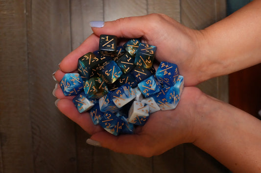 Milky Way Blue and Starry Orange + / - Counter Dice – 12 Pack