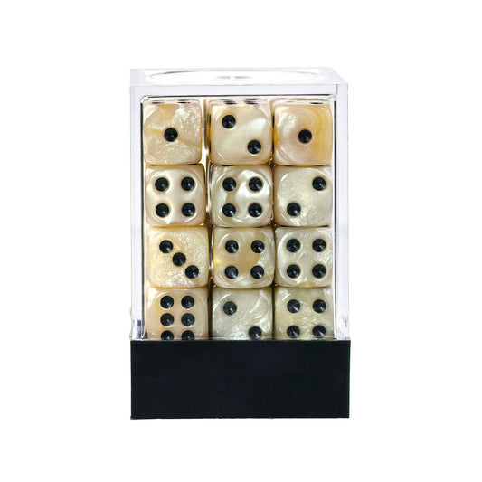 Pearl Ivory - 12mm Marble D6 Dice – 36 Pack