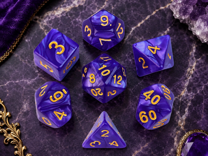 Marble Royal Purple – 7 Pack RPG Dice