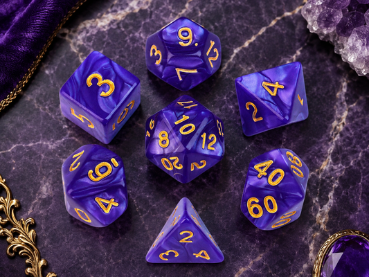 Marble Royal Purple – 7 Pack RPG Dice