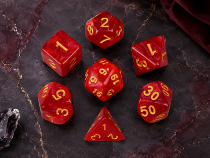 Marble Crimson Red – 7 Pack RPG Dice