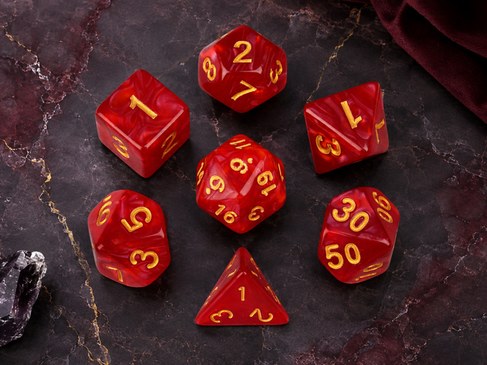 Marble Crimson Red – 7 Pack RPG Dice
