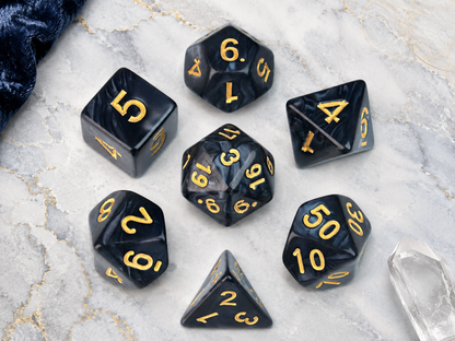 Marble Black – 7 Pack RPG Dice