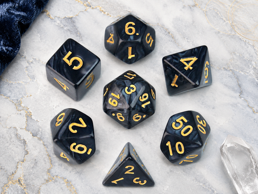 Marble Black – 7 Pack RPG Dice