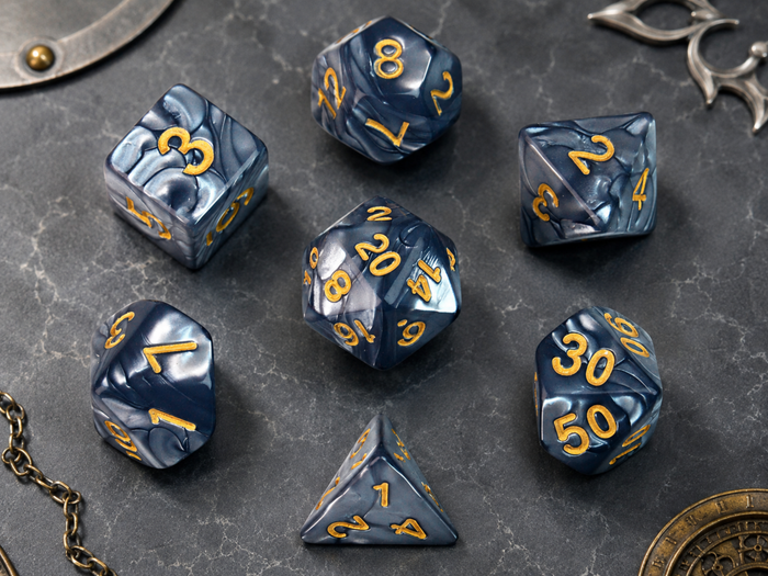 Marble Gunmetal Gray – 7 Pack RPG Dice