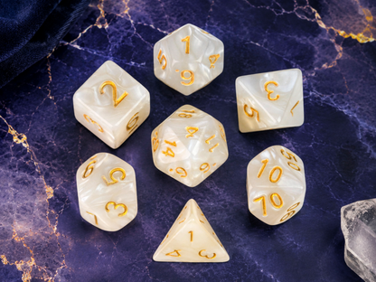Marble White Pearl – 7 Pack RPG Dice