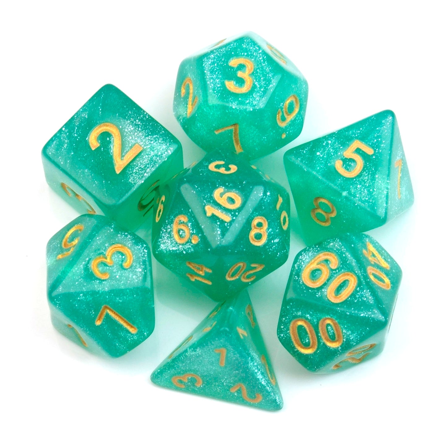 Crystal Teal Glitter Blue – 7 Pack RPG Dice