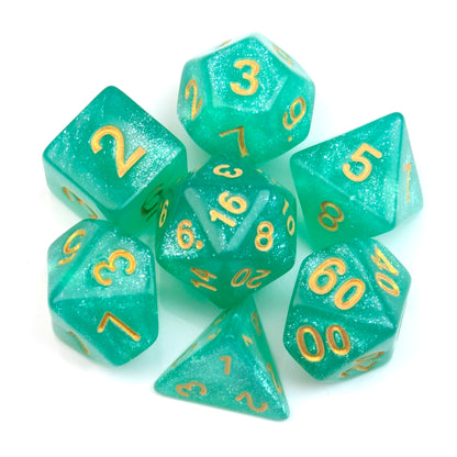 Crystal Teal Glitter Blue – 7 Pack RPG Dice