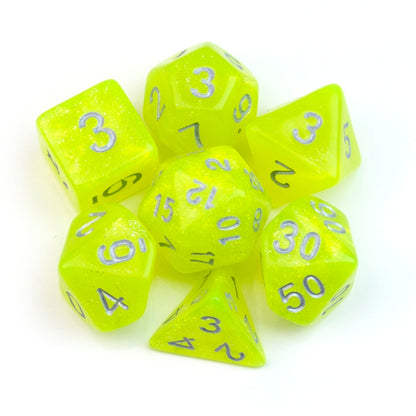 Solar Yellow Glitter Yellow – 7 Pack RPG Dice