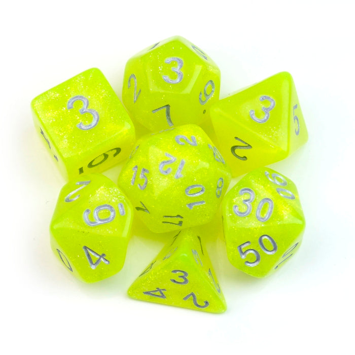 Solar Yellow Glitter Yellow – 7 Pack RPG Dice