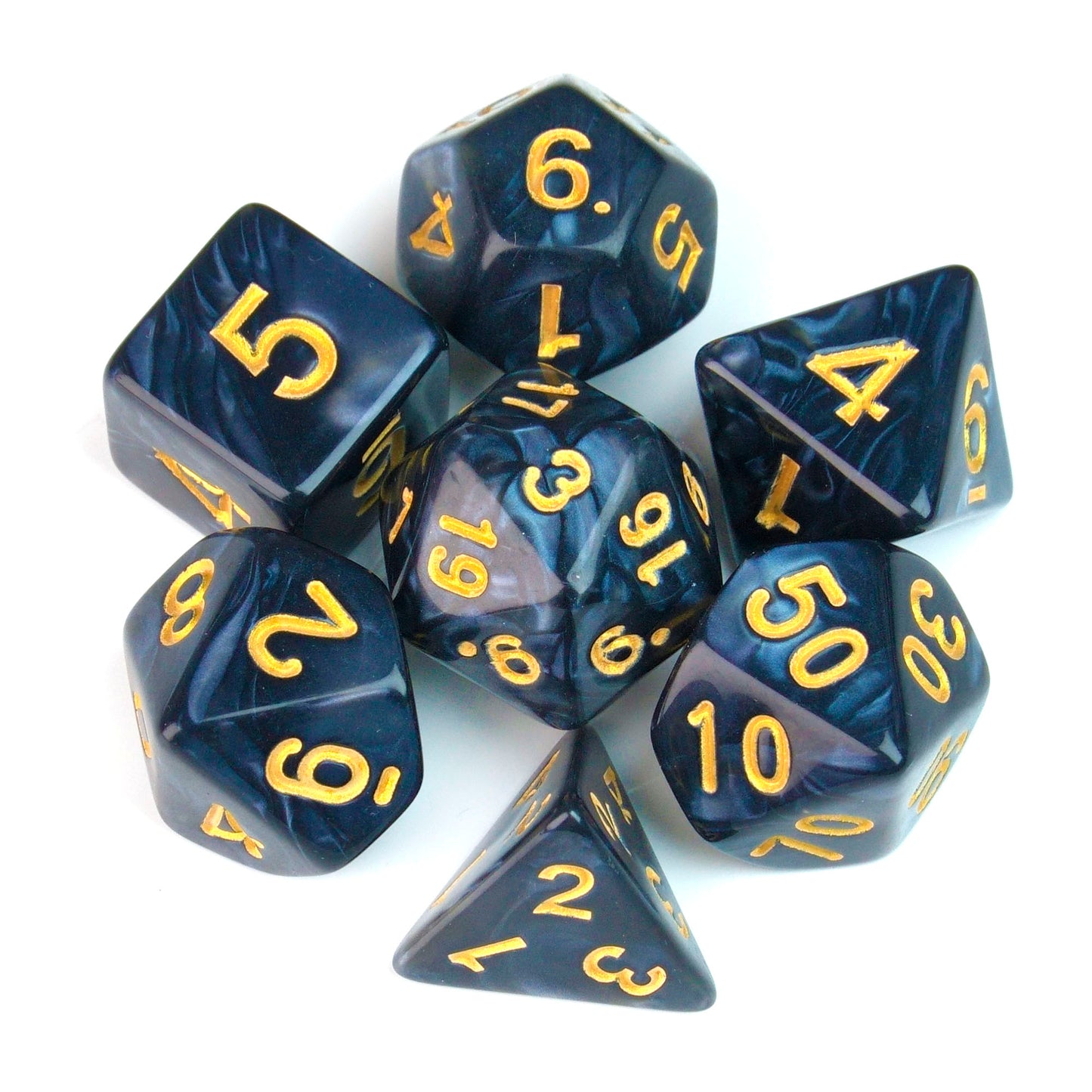 Marble Black – 7 Pack RPG Dice
