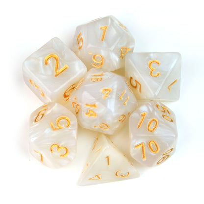 Sparkling Pearl Glitter White  – 7 Pack RPG Dice