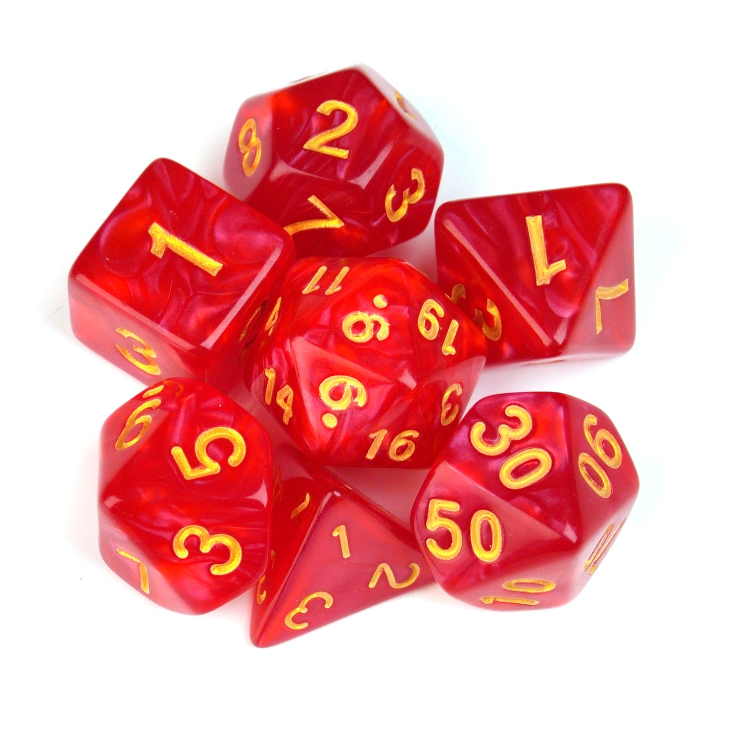 Marble Crimson Red – 7 Pack RPG Dice