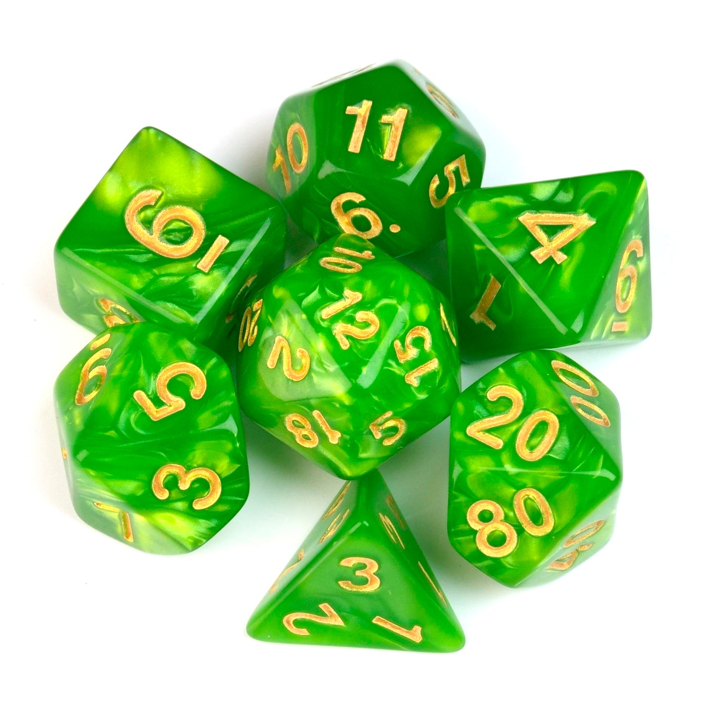 Marble Green Malachite – 7 Pack RPG Dice