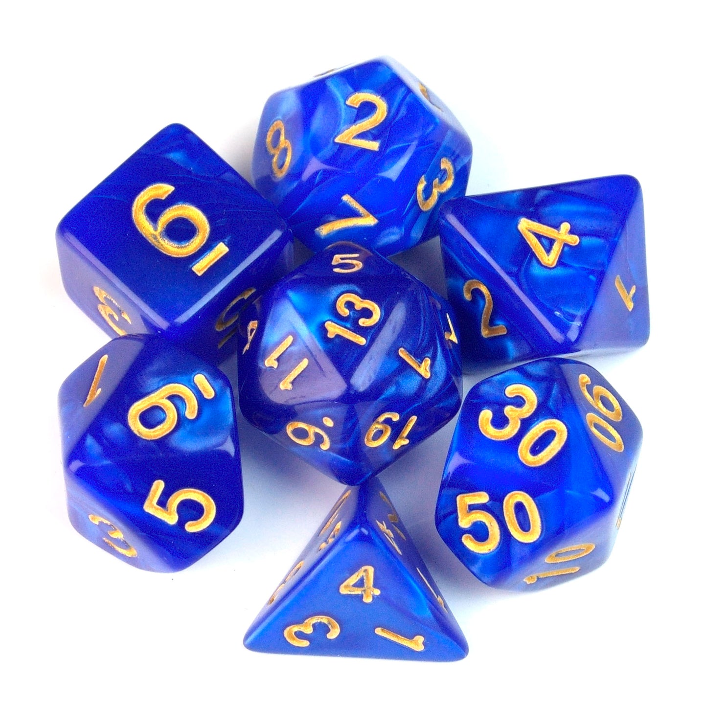 Marble Navy Blue – 7 Pack RPG Dice