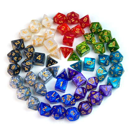 Sparkling Pearl Glitter White  – 7 Pack RPG Dice