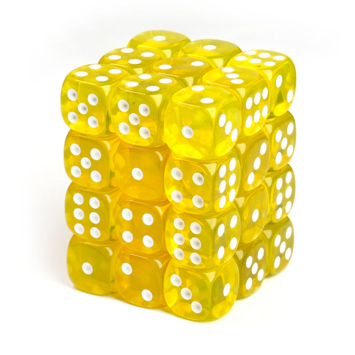 Transparent Yellow - 12mm D6 Dice – 36 Pack