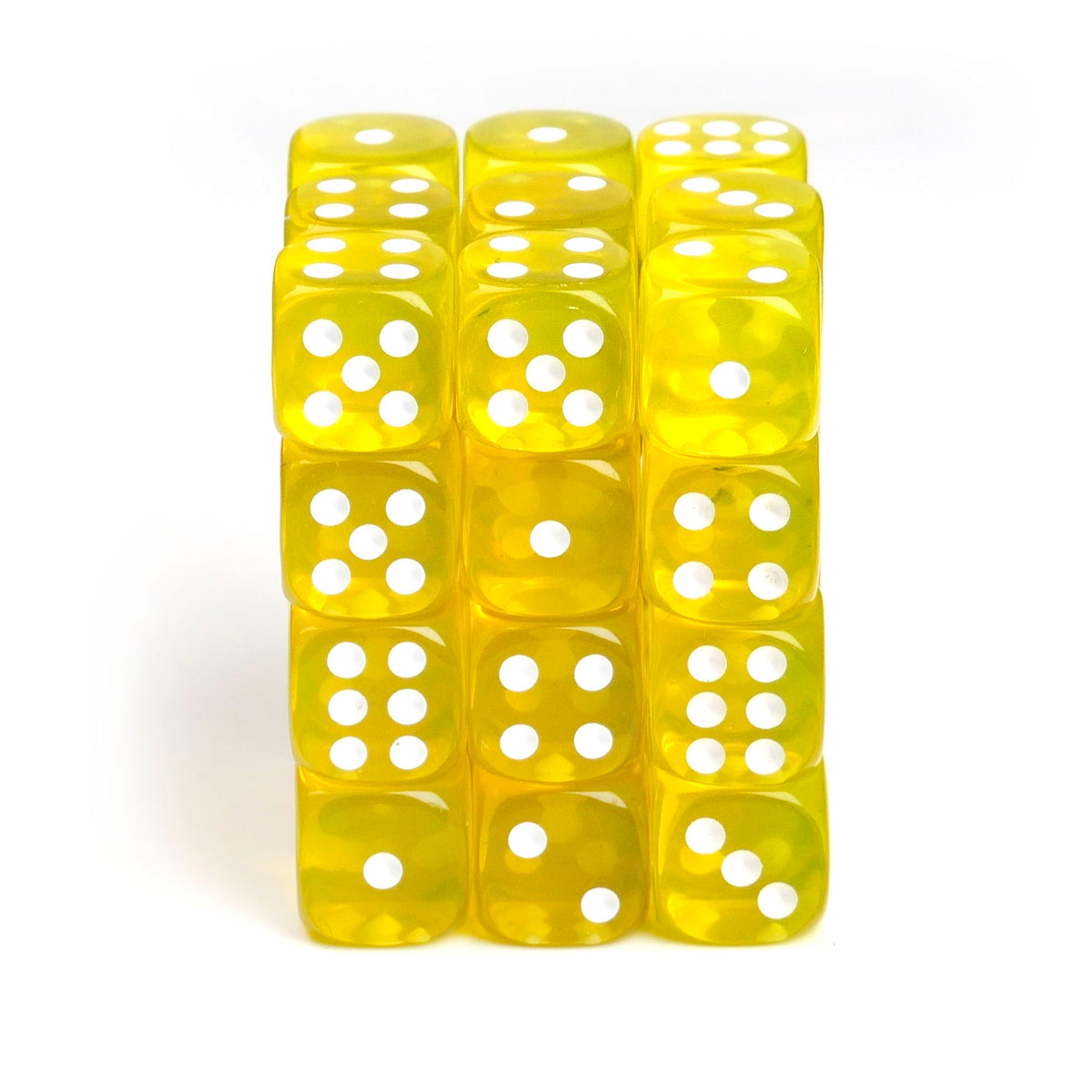 Transparent Yellow - 12mm D6 Dice – 36 Pack