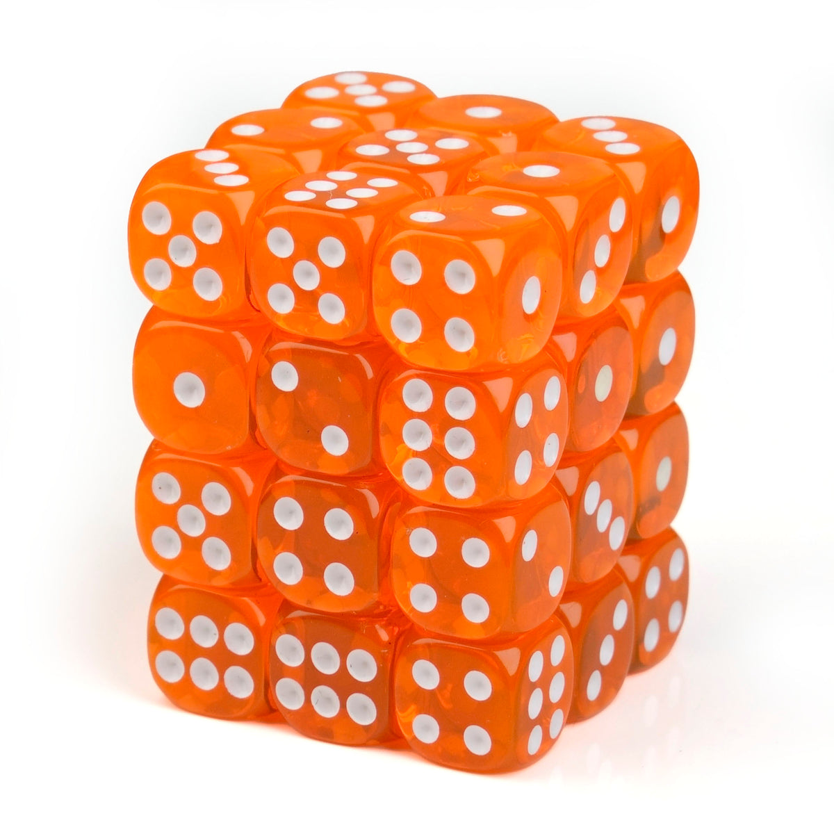 Transparent Orange - 12mm D6 Dice – 36 Pack