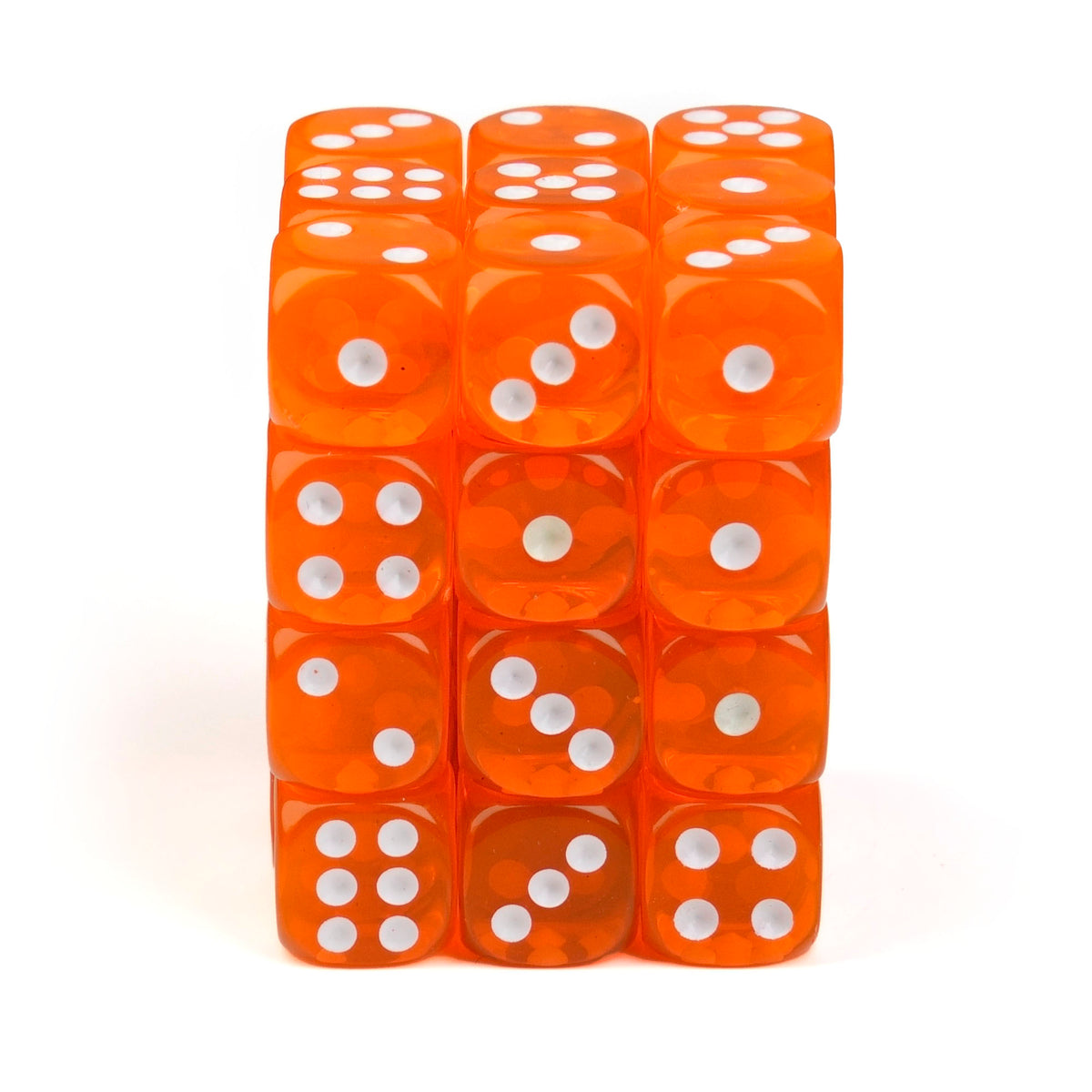Transparent Orange - 12mm D6 Dice – 36 Pack