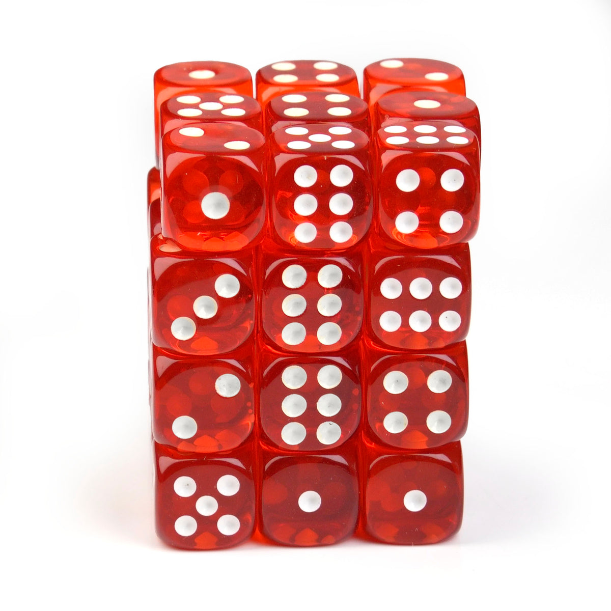 Transparent Red - 12mm D6 Dice – 36 Pack