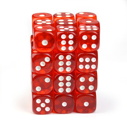 Transparent Red - 12mm D6 Dice – 36 Pack
