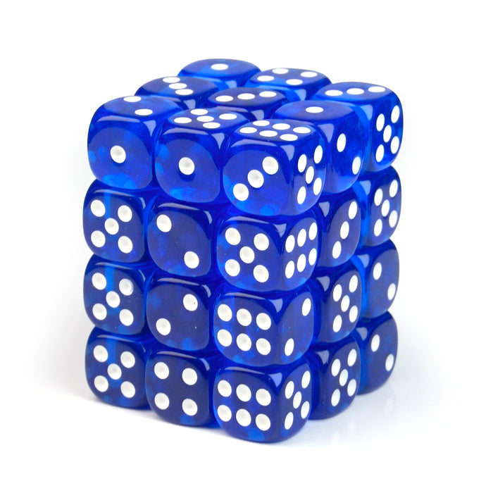 Transparent Blue - 12mm D6 Dice – 36 Pack