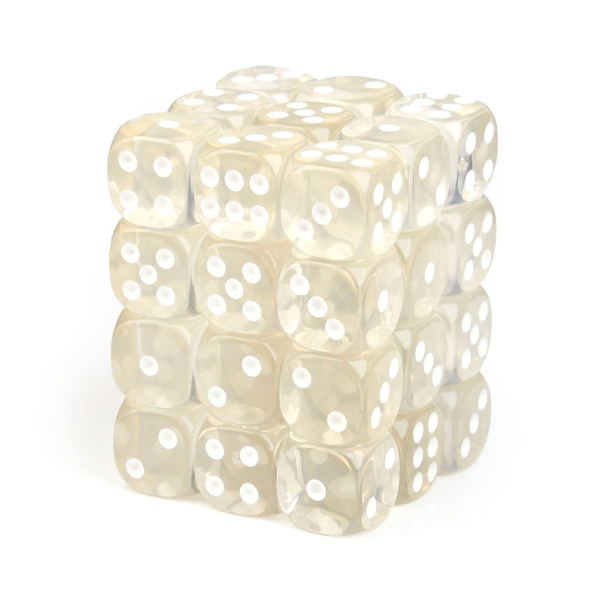 Transparent Clear - 12mm D6 Dice – 36 Pack