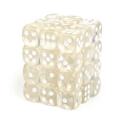 Transparent Clear - 12mm D6 Dice – 36 Pack