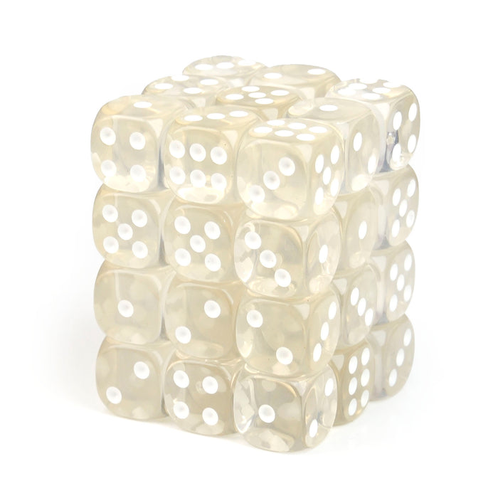 Transparent Clear - 12mm D6 Dice – 36 Pack