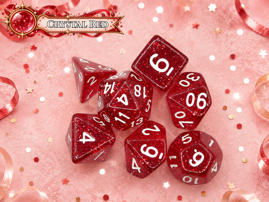 Red Crystal Glitter  – 7 Pack RPG Dice