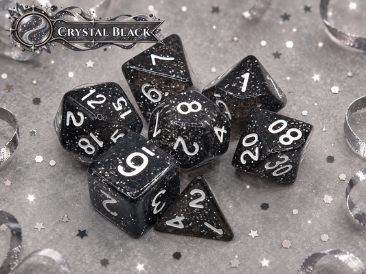 Black Crystal Glitter  – 7 Pack RPG Dice