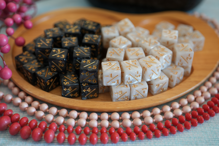Marble Black and White + / - Counter Dice – 12 Pack