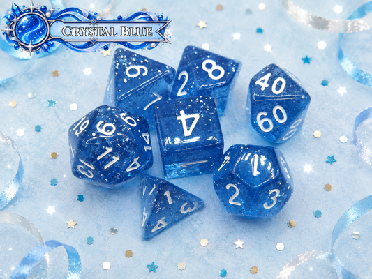 Blue Crystal Glitter  – 7 Pack RPG Dice
