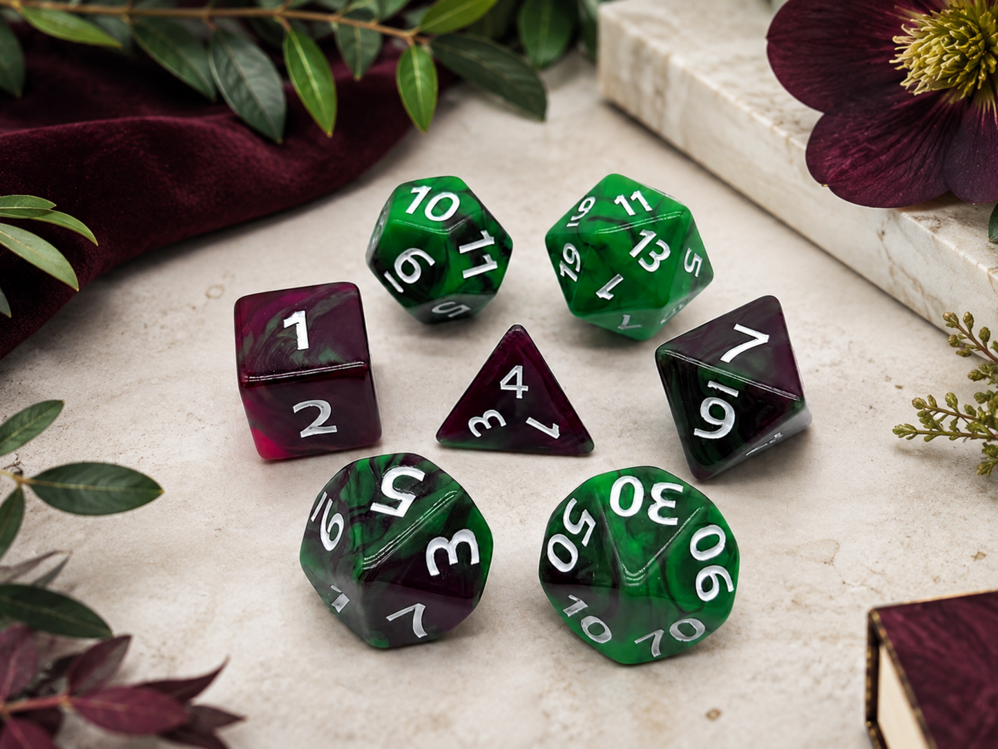 Toxic Green Dyed – 7 Pack RPG Dice