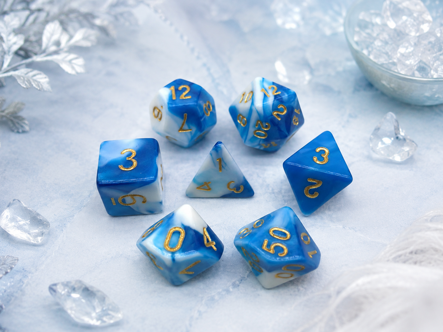 Oceanfoam Blue Dyed – 7 Pack RPG Dice