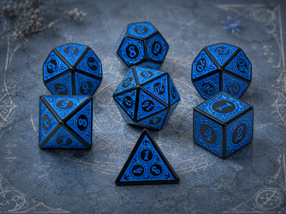 Battlemage Blue Runic Engraved – 7 Pack RPG Dice