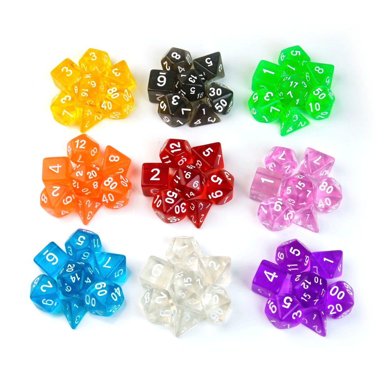 Transparent Black – 7 Pack RPG Dice