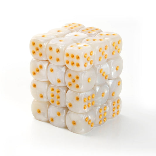 Pearl White - 12mm Marble D6 Dice – 36 Pack