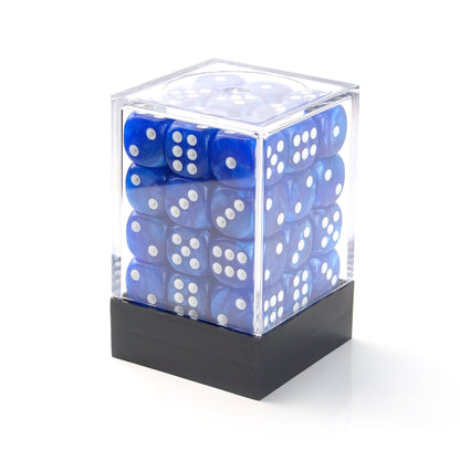 Pearl Navy Blue - 12mm Marble D6 Dice – 36 Pack