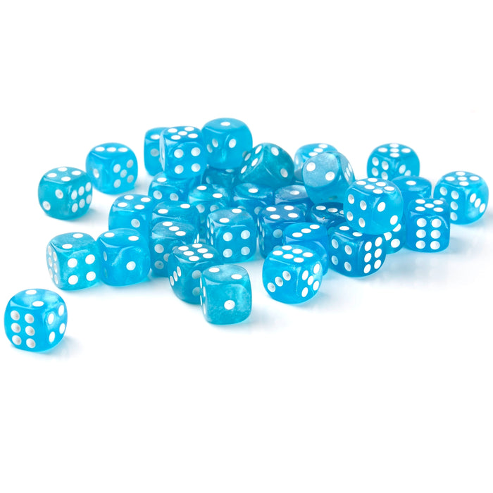 Galaxy Sky Blue - 12mm Marble D6 Dice – 36 Pack