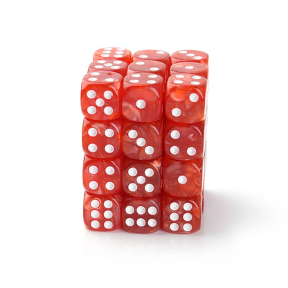 Pearl Red - 12mm Marble D6 Dice – 36 Pack